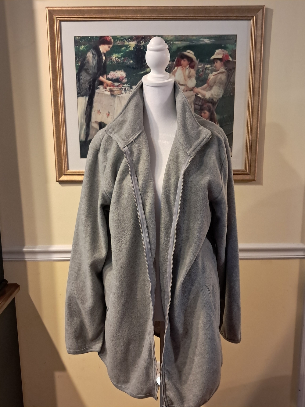 Zoey & Beth Plus  Women's Grey Fleece Jacket - Lightweight Zip-Up Size 1X